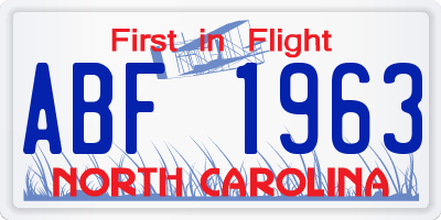 NC license plate ABF1963