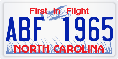 NC license plate ABF1965