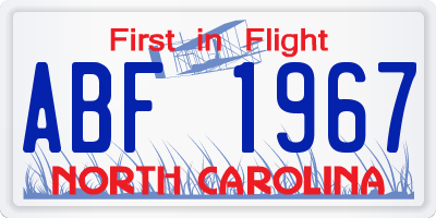 NC license plate ABF1967