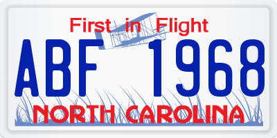 NC license plate ABF1968