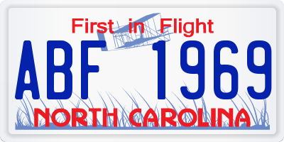 NC license plate ABF1969