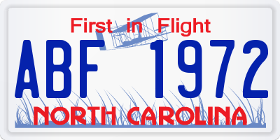 NC license plate ABF1972