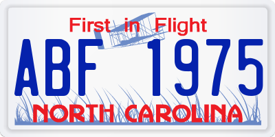 NC license plate ABF1975