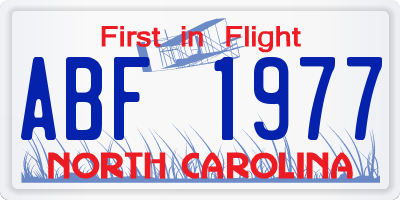 NC license plate ABF1977