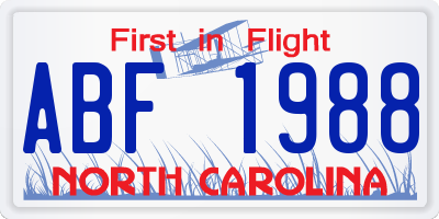 NC license plate ABF1988