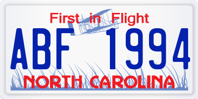 NC license plate ABF1994