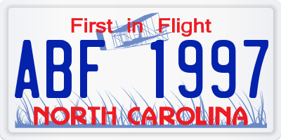 NC license plate ABF1997