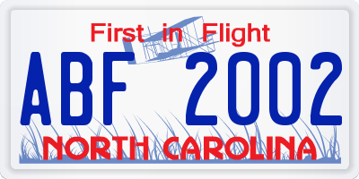 NC license plate ABF2002
