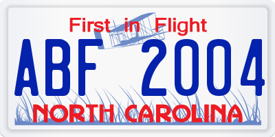 NC license plate ABF2004