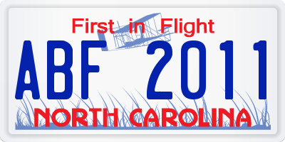 NC license plate ABF2011