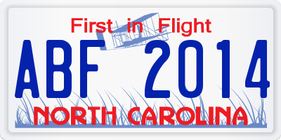 NC license plate ABF2014
