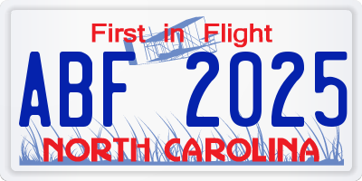 NC license plate ABF2025