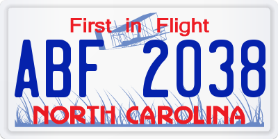 NC license plate ABF2038