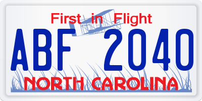 NC license plate ABF2040