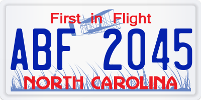 NC license plate ABF2045