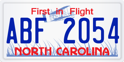 NC license plate ABF2054