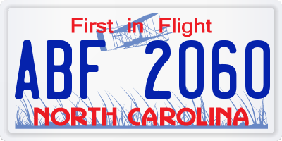 NC license plate ABF2060