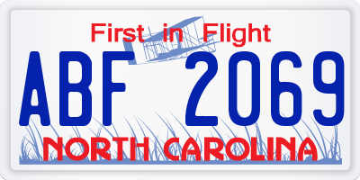 NC license plate ABF2069