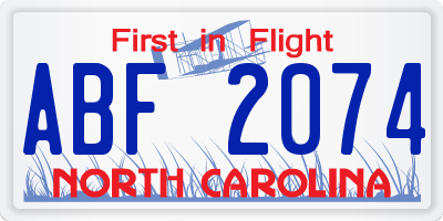 NC license plate ABF2074