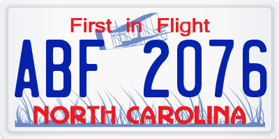 NC license plate ABF2076