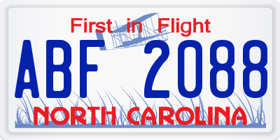 NC license plate ABF2088