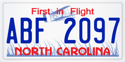 NC license plate ABF2097