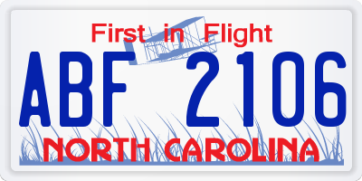 NC license plate ABF2106