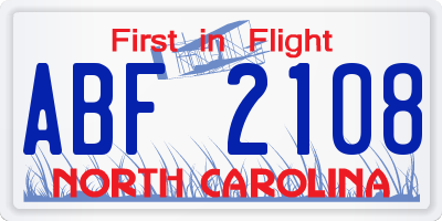 NC license plate ABF2108