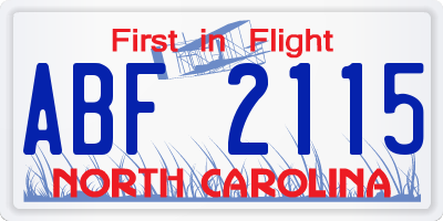 NC license plate ABF2115