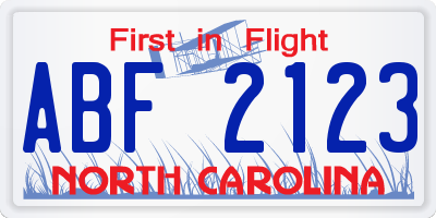 NC license plate ABF2123