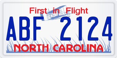 NC license plate ABF2124