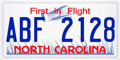 NC license plate ABF2128