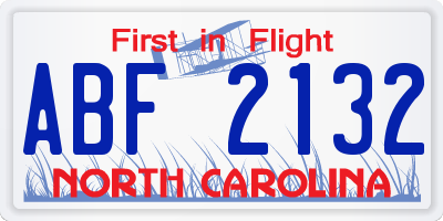 NC license plate ABF2132