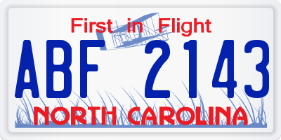 NC license plate ABF2143