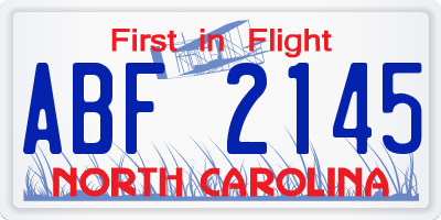 NC license plate ABF2145