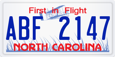 NC license plate ABF2147
