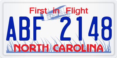 NC license plate ABF2148