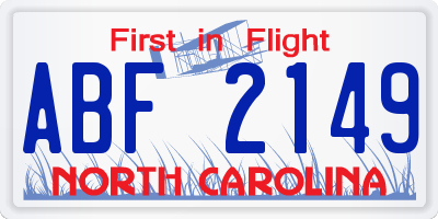NC license plate ABF2149