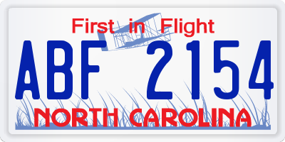 NC license plate ABF2154