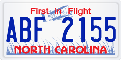 NC license plate ABF2155