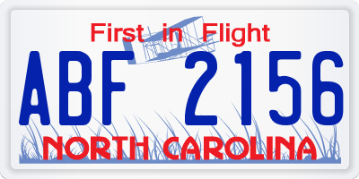 NC license plate ABF2156