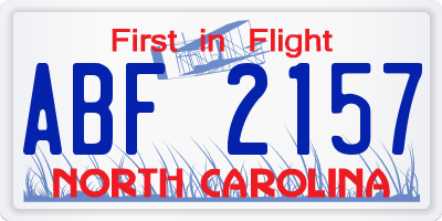 NC license plate ABF2157