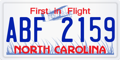 NC license plate ABF2159