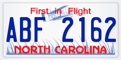 NC license plate ABF2162