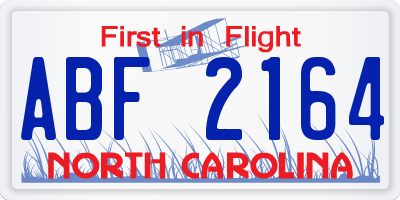 NC license plate ABF2164