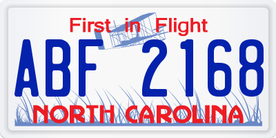 NC license plate ABF2168