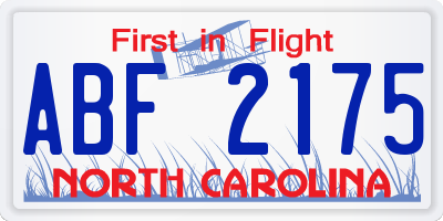 NC license plate ABF2175