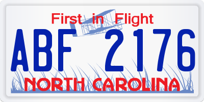 NC license plate ABF2176