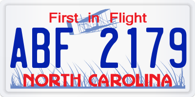 NC license plate ABF2179