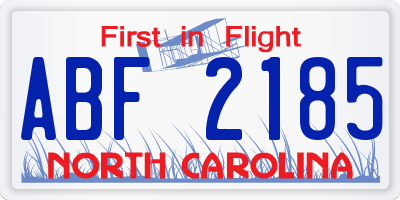 NC license plate ABF2185